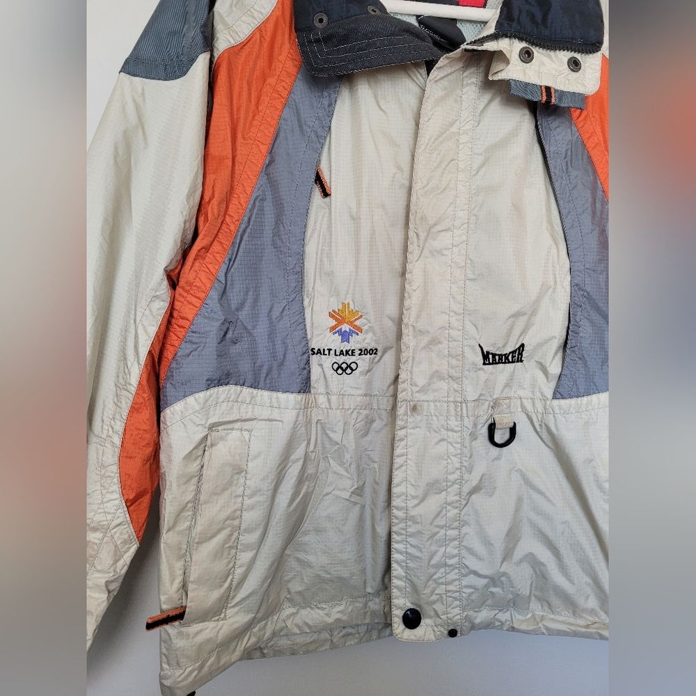 Vintage 2002 Winter Olympics Jacket Windbreaker Marker Orange Gray Nylon Size XS - Picture 4 of 14